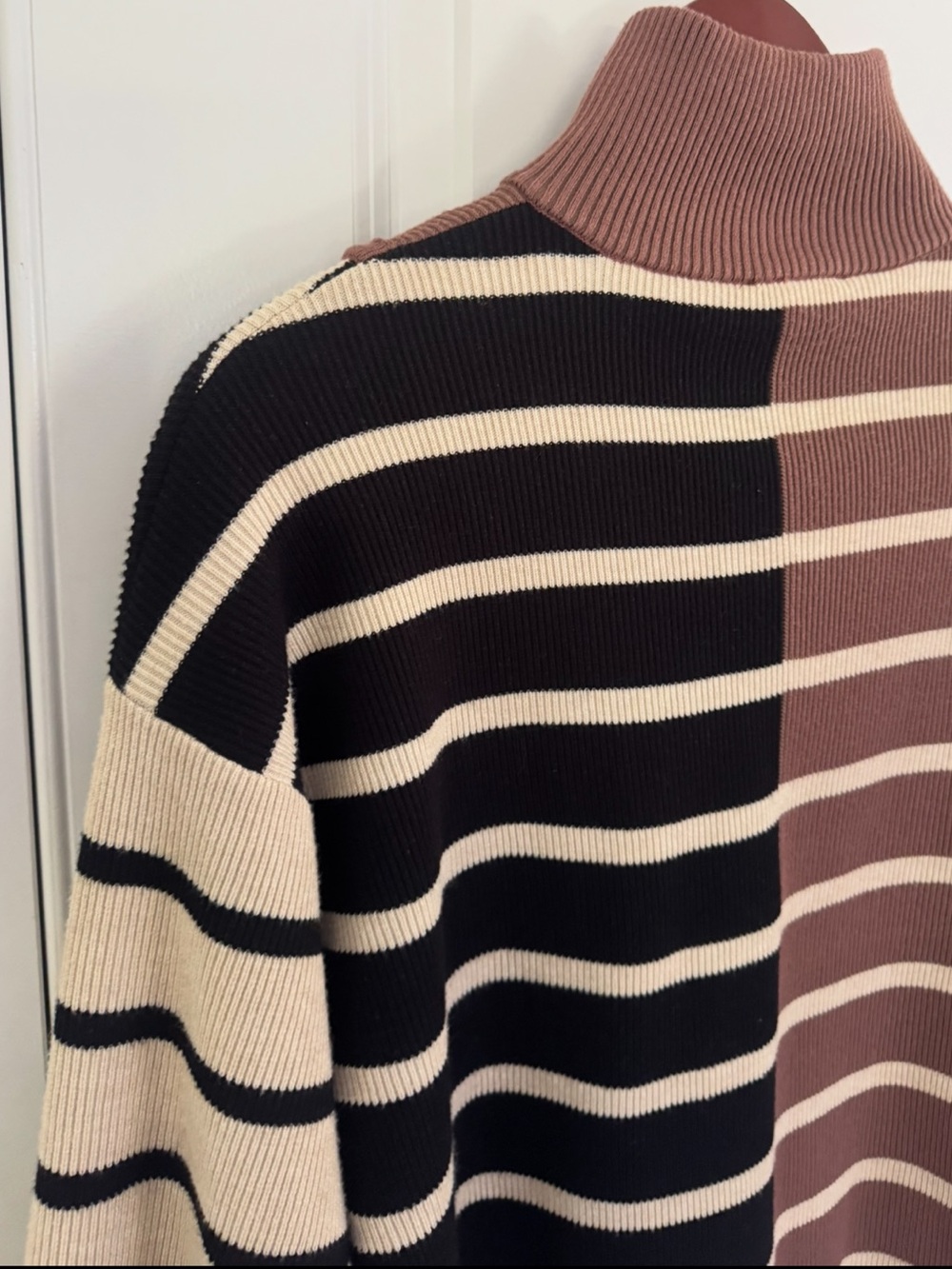 Entro Colorblock Stripe Ribbed 3/4 Zip Sweater - Picture 12 of 13